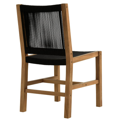 Vienna Outdoor Patio Teak and Rope Armless Dining Chairs Set of 2 in Natural Black by Modway (6805)