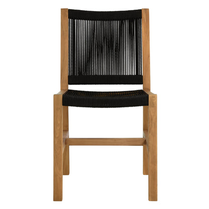Vienna Outdoor Patio Teak and Rope Armless Dining Chairs Set of 2 in Natural Black by Modway (6805)