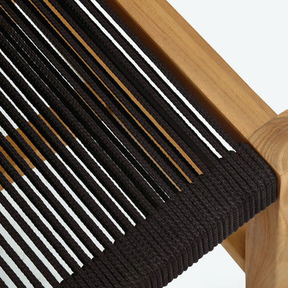 Vienna Outdoor Patio Teak and Rope Armless Dining Chairs Set of 2 in Natural Black by Modway (6805)