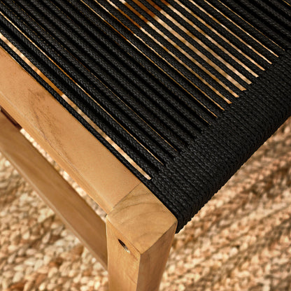 Vienna Outdoor Patio Teak and Rope Armless Dining Chairs Set of 2 in Natural Black by Modway (6805)