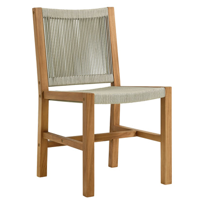 Vienna 7-Piece Outdoor Patio Teak and Rope Dining Set with Armless Chairs in Natural by Modway (6927)