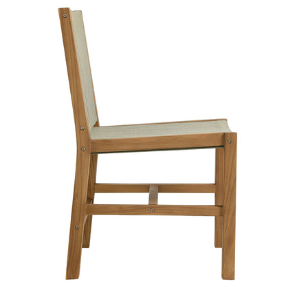 Vienna 3-Piece Outdoor Patio Teak and Rope Dining Set with Armless Chairs in Natural by Modway (6939)