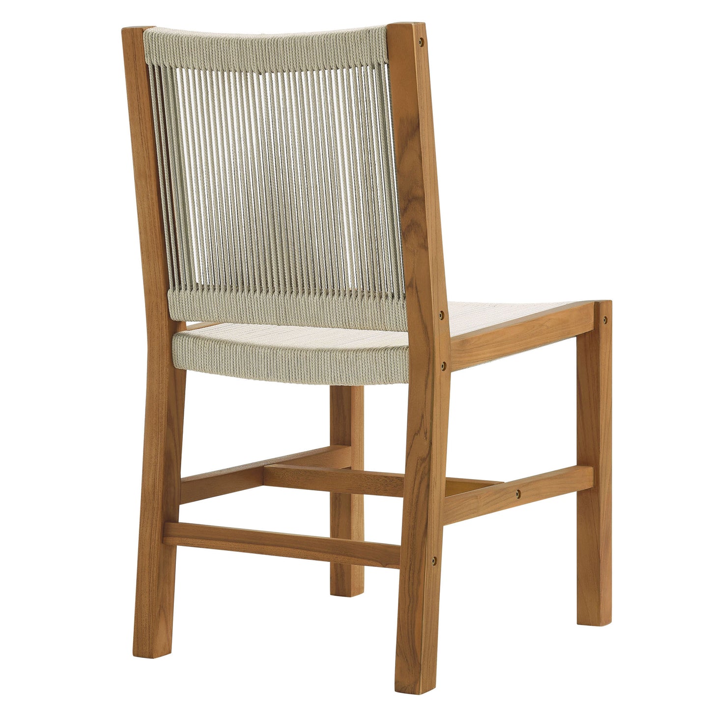 Vienna Outdoor Patio Teak and Rope Armless Dining Chairs Set of 2 in Natural by Modway (6805)