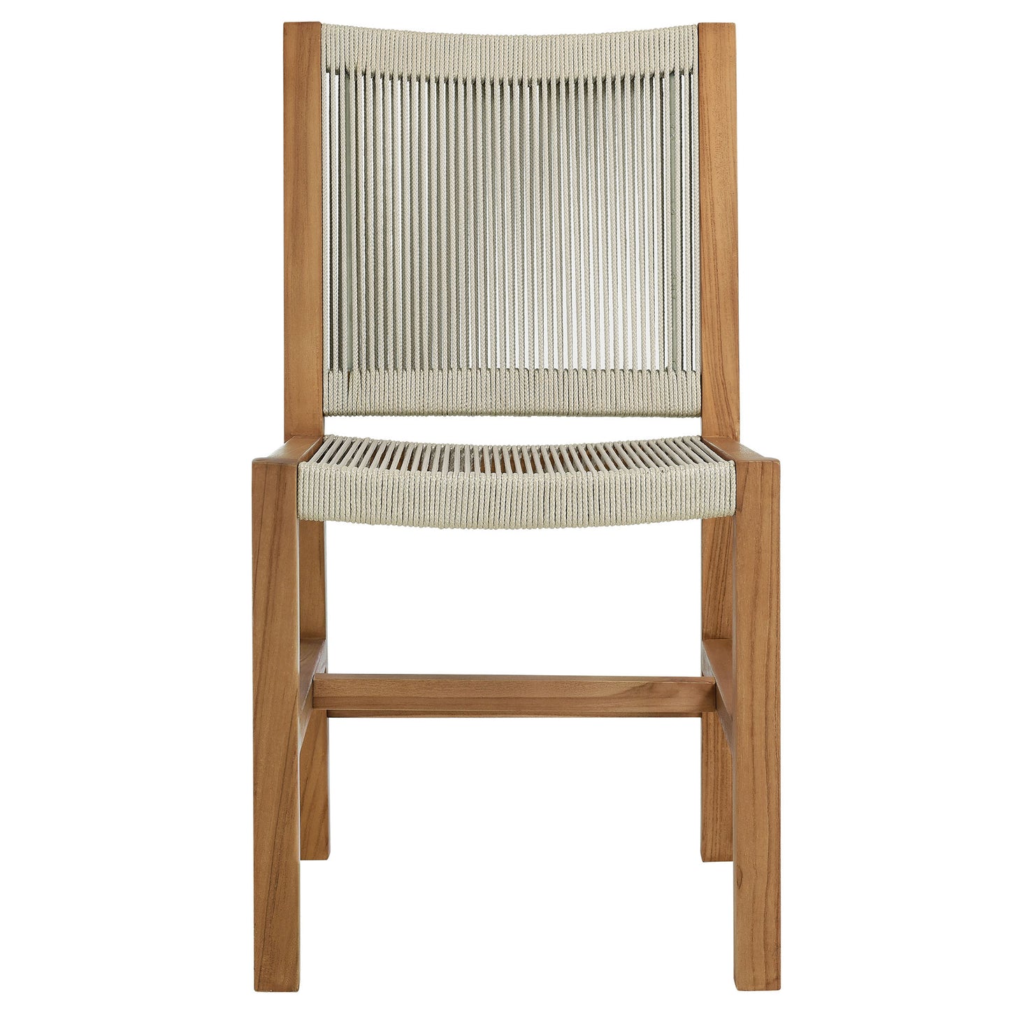 Vienna 3-Piece Outdoor Patio Teak and Rope Dining Set with Armless Chairs in Natural by Modway (6939)