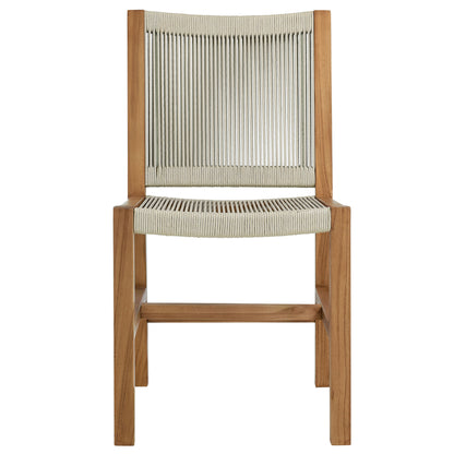 Vienna 3-Piece Outdoor Patio Teak and Rope Dining Set with Armless Chairs in Natural by Modway (6939)
