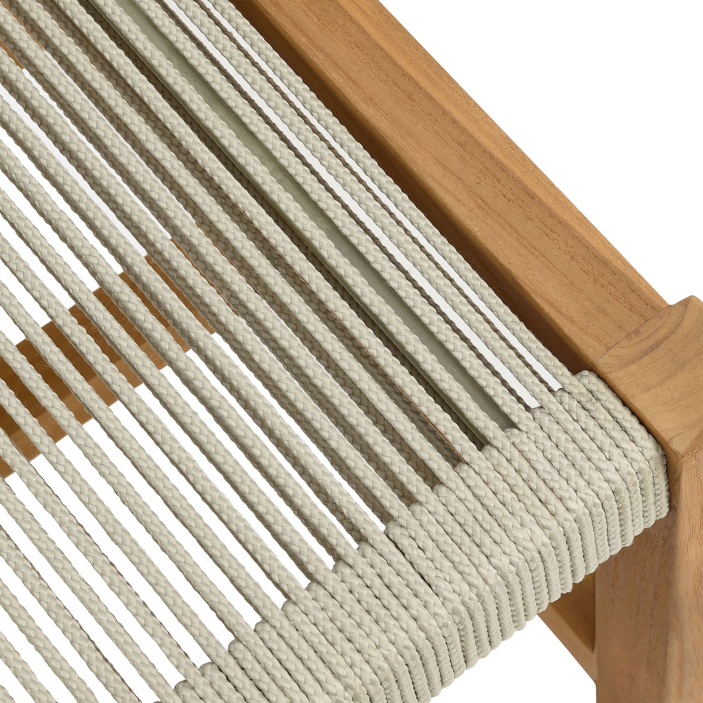 Vienna Outdoor Patio Teak and Rope Armless Dining Chairs Set of 2 in Natural by Modway (6805)