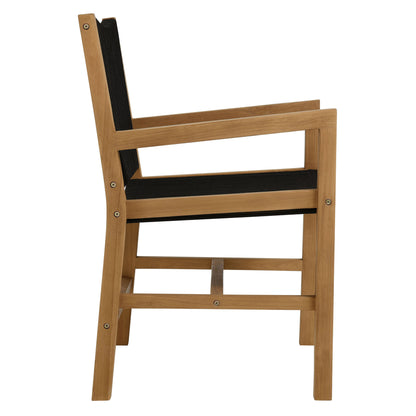 Vienna 3-Piece Outdoor Patio Teak and Rope Dining Set with Armchairs in Natural Black by Modway (6940)