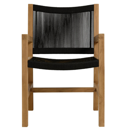 Vienna 7-Piece Outdoor Patio Teak and Rope Dining Set with Armchairs in Natural Black by Modway (6929)