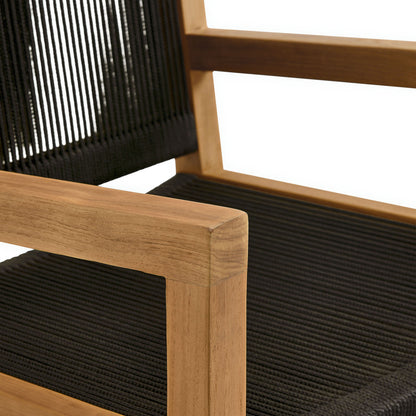 Vienna Outdoor Patio Teak and Rope Dining Armchairs Set of 2 in Natural Black by Modway (6806)