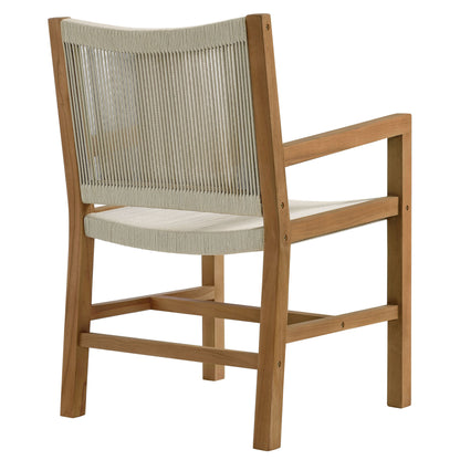Vienna Outdoor Patio Teak and Rope Dining Armchairs Set of 2 in Natural by Modway (6806)
