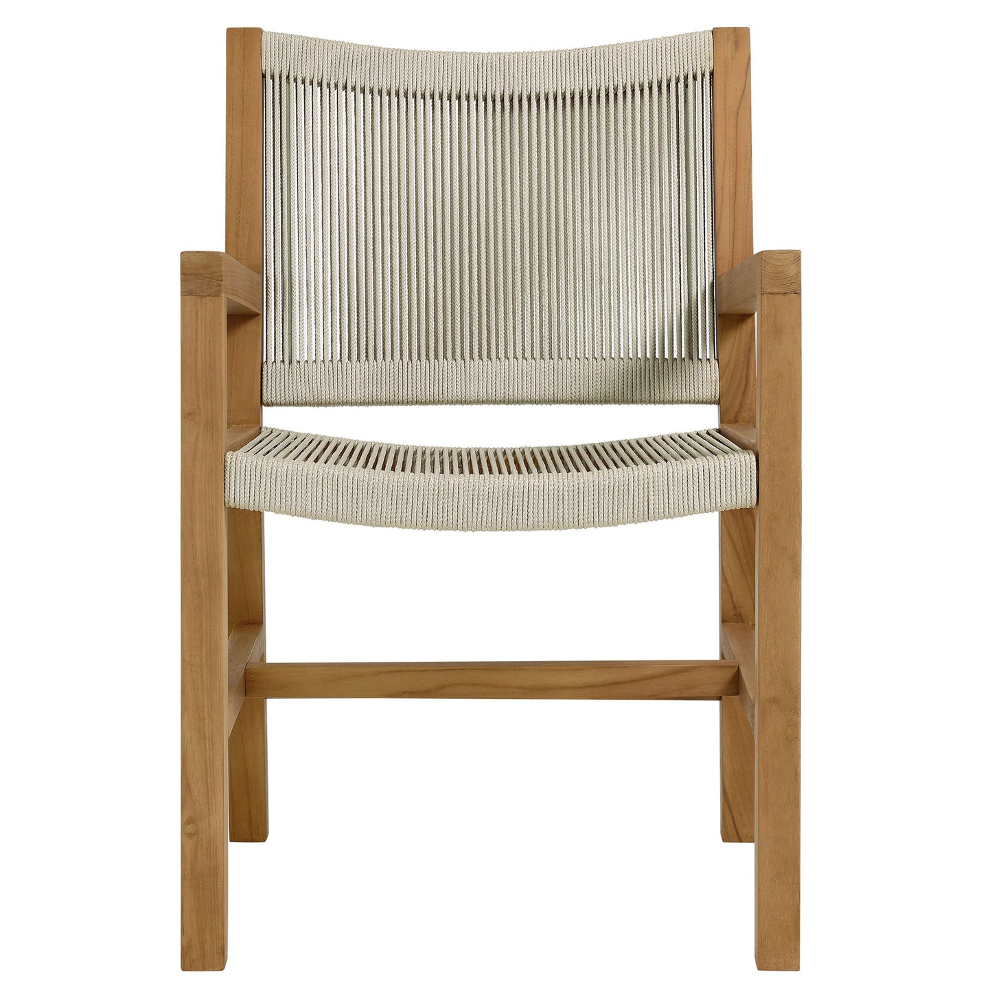 Vienna 7-Piece Outdoor Patio Teak and Rope Dining Set with Armchairs in Natural by Modway (6929)