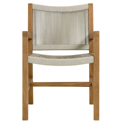 Vienna Outdoor Patio Teak and Rope Dining Armchairs Set of 2 in Natural by Modway (6806)