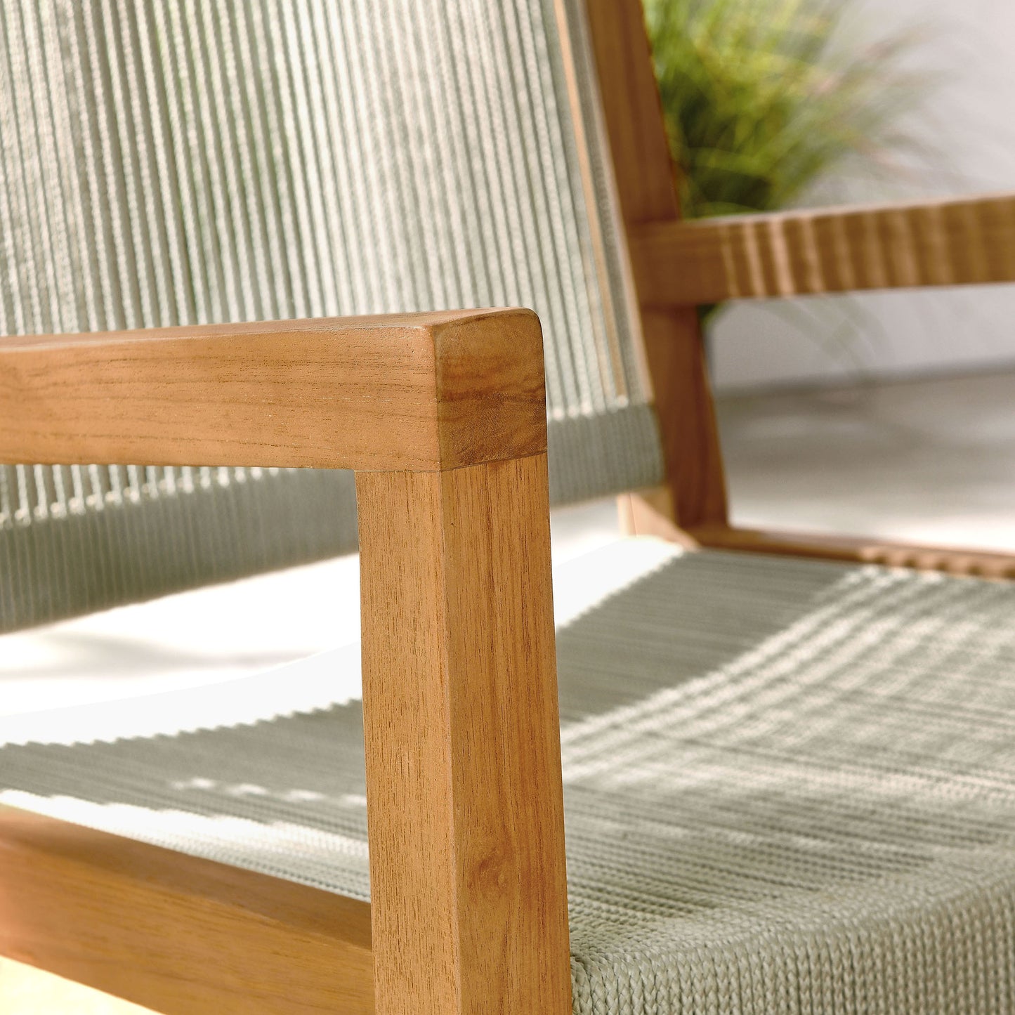 Vienna Outdoor Patio Teak and Rope Dining Armchairs Set of 2 in Natural by Modway (6806)