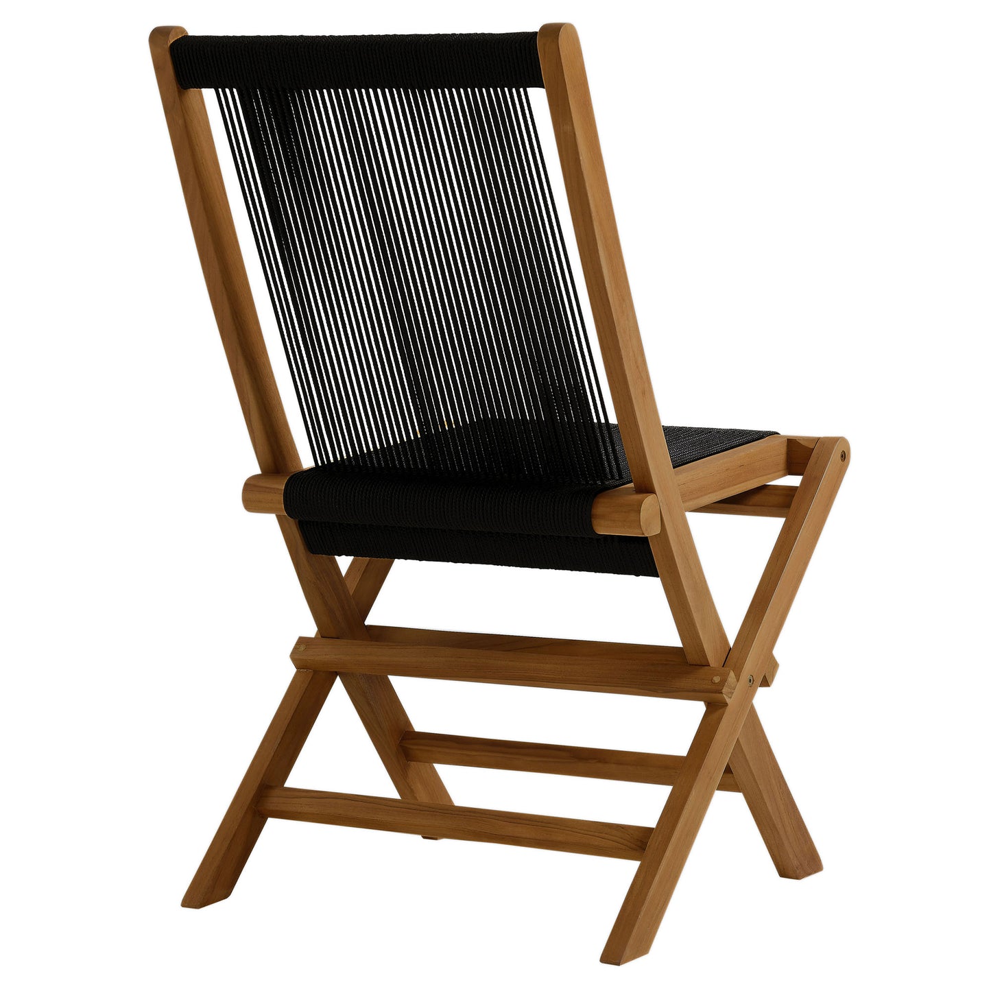 Vienna Outdoor Patio Teak and Rope Folding Chairs Set of 4 in Natural Black by Modway (6807)