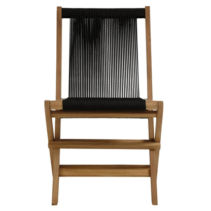 Vienna Outdoor Patio Teak and Rope Folding Chairs Set of 4 in Natural Black by Modway (6807)