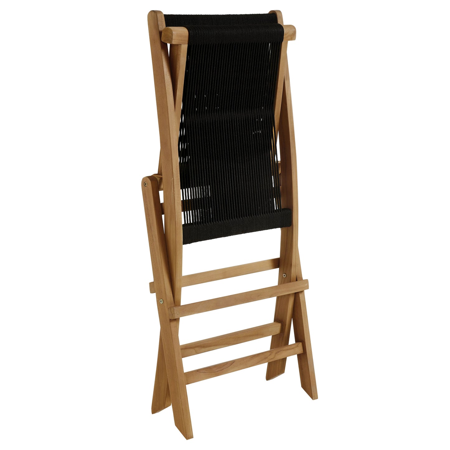 Vienna Outdoor Patio Teak and Rope Folding Chairs Set of 4 in Natural Black by Modway (6807)