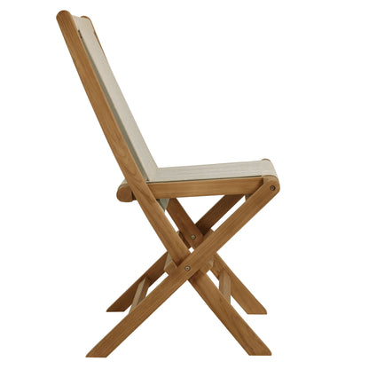 Vienna 5-Piece Outdoor Patio Teak Wood Dining Set with Rope Folding Chairs in Natural by Modway (6932)