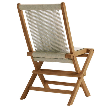 Vienna Outdoor Patio Teak and Rope Folding Chairs Set of 4 in Natural by Modway (6807)