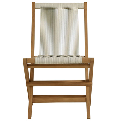 Vienna 5-Piece Outdoor Patio Teak Wood Dining Set with Rope Folding Chairs in Natural by Modway (6932)
