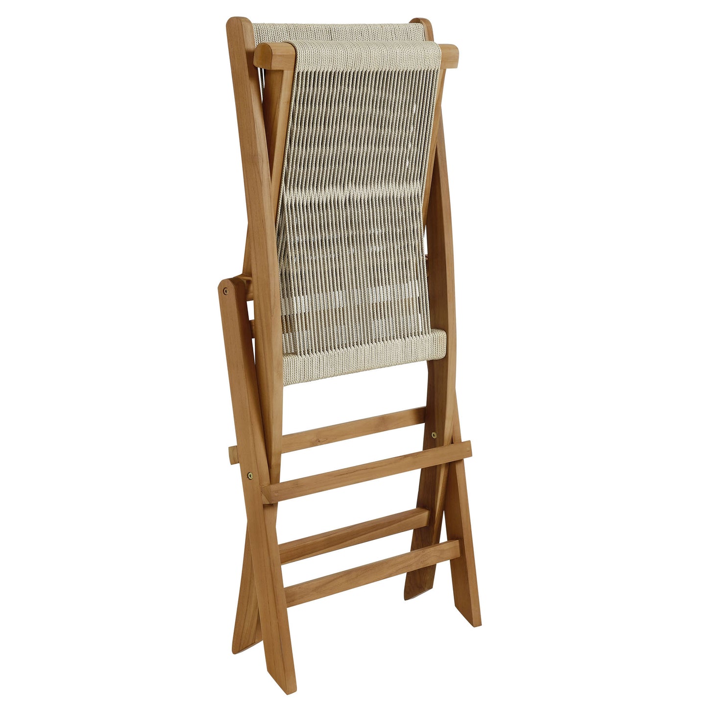 Vienna Outdoor Patio Teak and Rope Folding Chairs Set of 4 in Natural by Modway (6807)