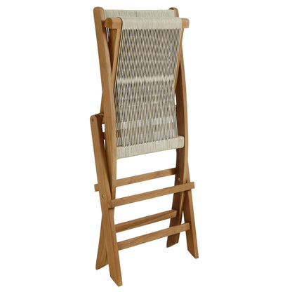 Vienna Outdoor Patio Teak and Rope Folding Chairs Set of 4 in Natural by Modway (6807)