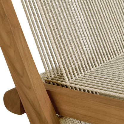 Vienna Outdoor Patio Teak and Rope Folding Chairs Set of 4 in Natural by Modway (6807)