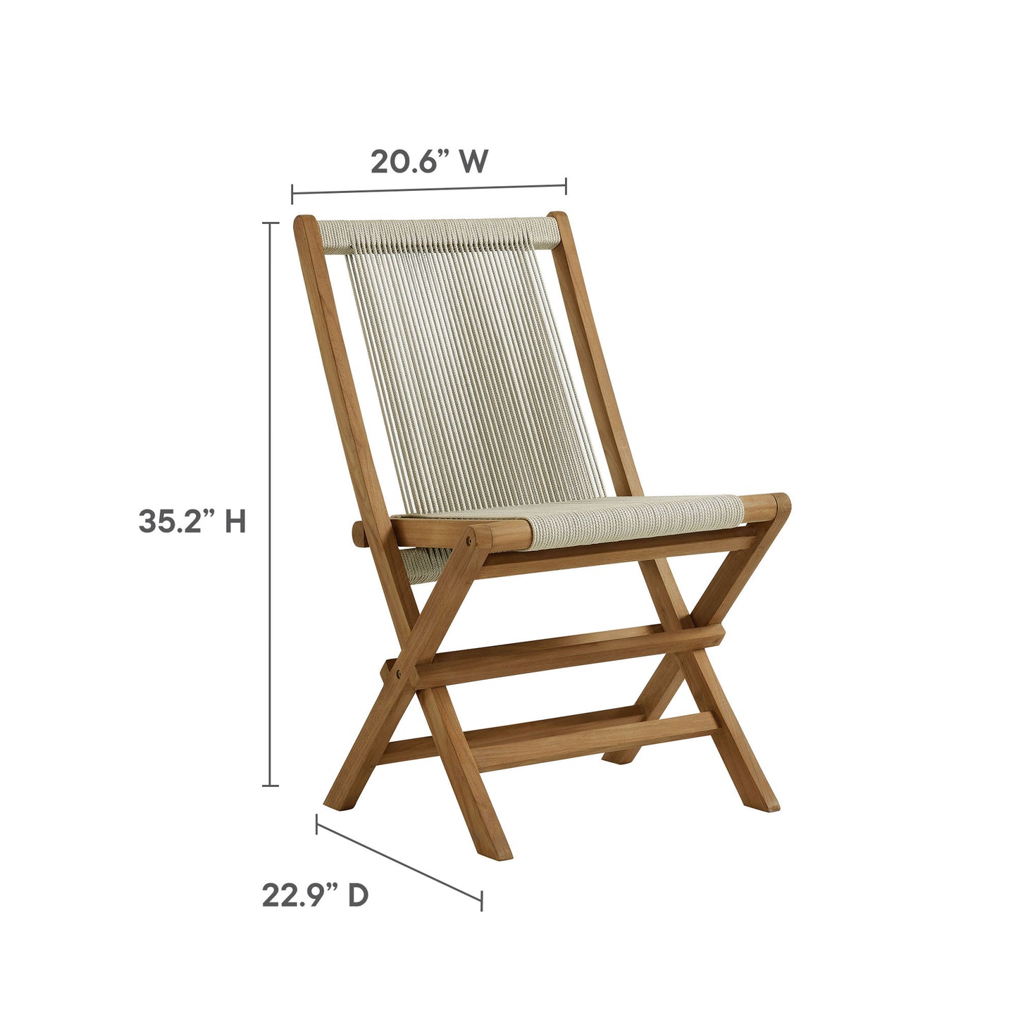 Vienna Outdoor Patio Teak and Rope Folding Chairs Set of 4 in Natural by Modway (6807)