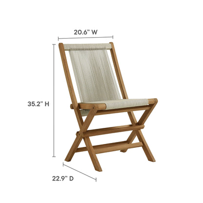 Vienna Outdoor Patio Teak and Rope Folding Chairs Set of 4 in Natural by Modway (6807)