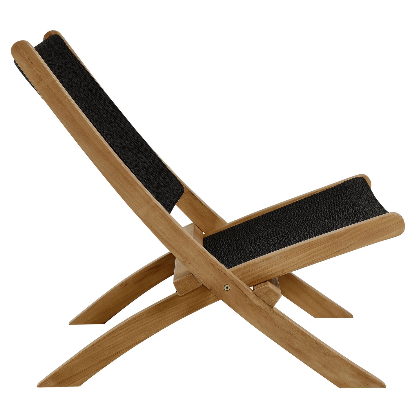Vienna 3-Piece Outdoor Patio Teak and Rope Folding Lounge Chairs and Side Table in Natural Black by Modway (6937)