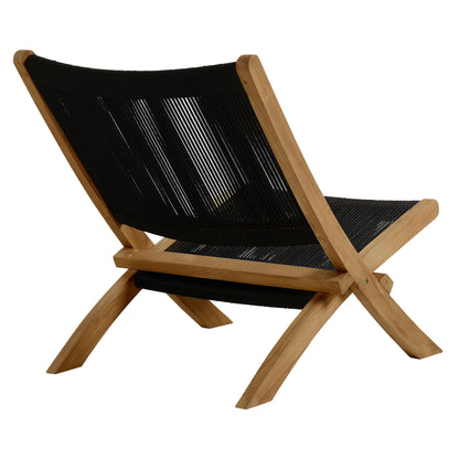 Vienna Outdoor Patio Teak and Rope Folding Accent Lounge Chair in Natural Black by Modway (6808)