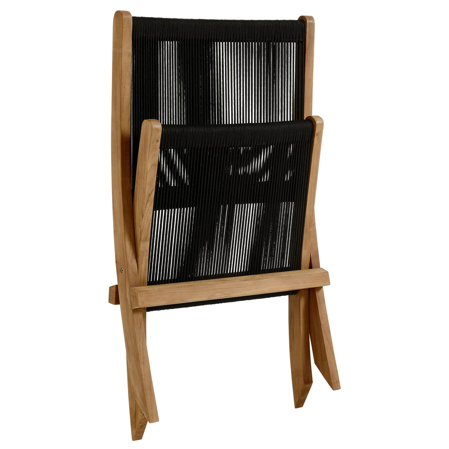 Vienna Outdoor Patio Teak and Rope Folding Accent Lounge Chair in Natural Black by Modway (6808)