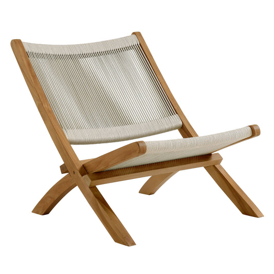 Vienna Outdoor Patio Teak and Rope Folding Accent Lounge Chair in Natural by Modway (6808)