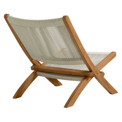 Vienna Outdoor Patio Teak and Rope Folding Accent Lounge Chair in Natural by Modway (6808)