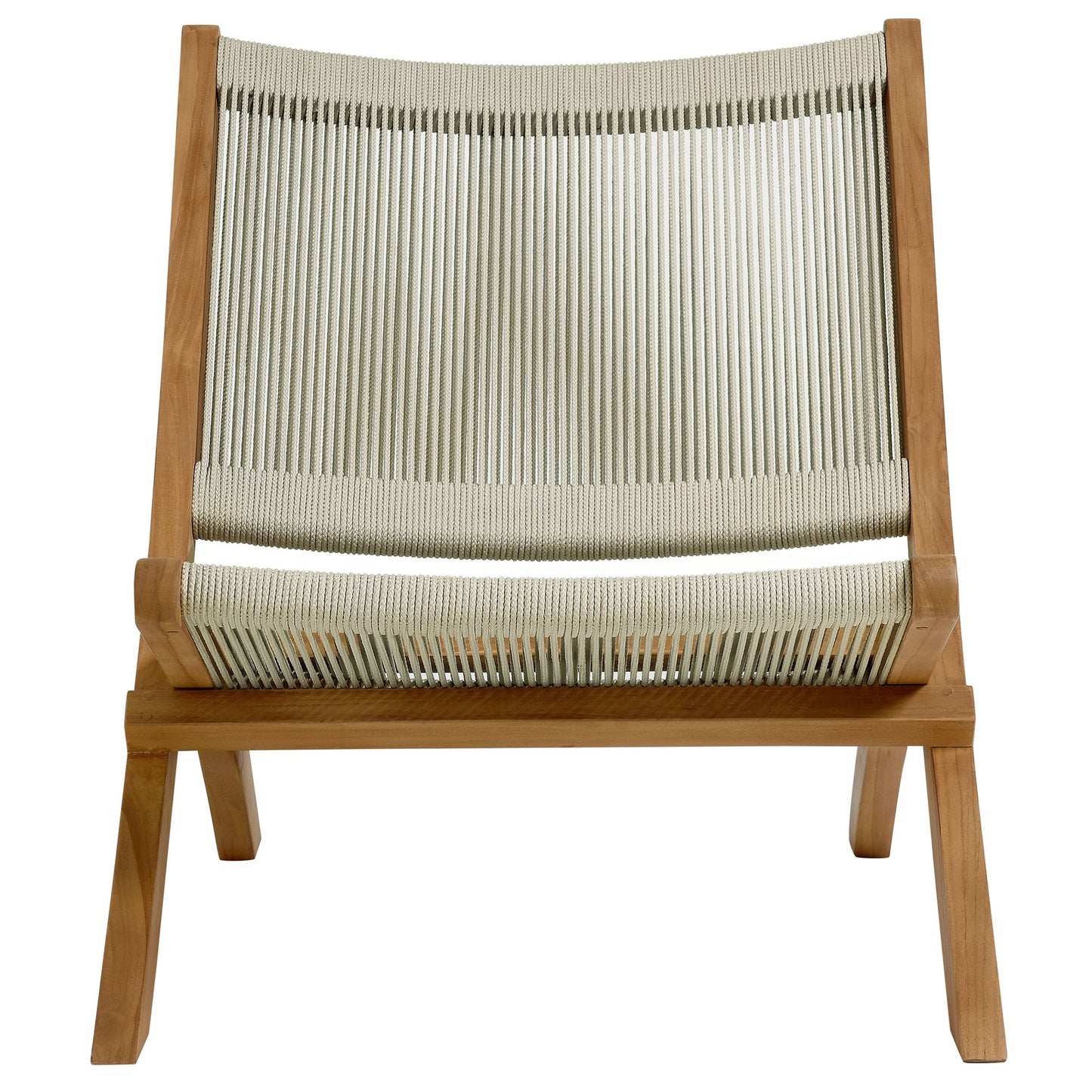 Vienna 2-Piece Outdoor Patio Teak and Rope Folding Accent Lounge Chair and Ottoman Set in Natural by Modway (6938)