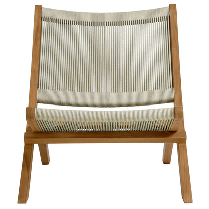 Vienna 2-Piece Outdoor Patio Teak and Rope Folding Accent Lounge Chair and Ottoman Set in Natural by Modway (6938)