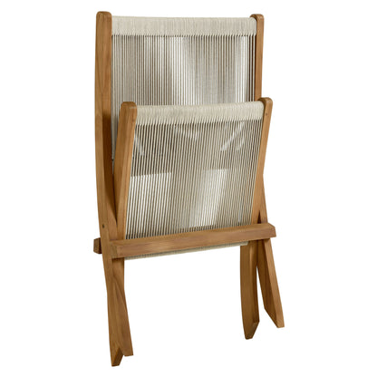 Vienna Outdoor Patio Teak and Rope Folding Accent Lounge Chair in Natural by Modway (6808)