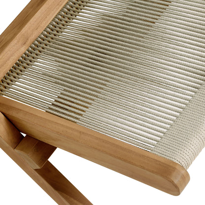 Vienna Outdoor Patio Teak and Rope Folding Accent Lounge Chair in Natural by Modway (6808)