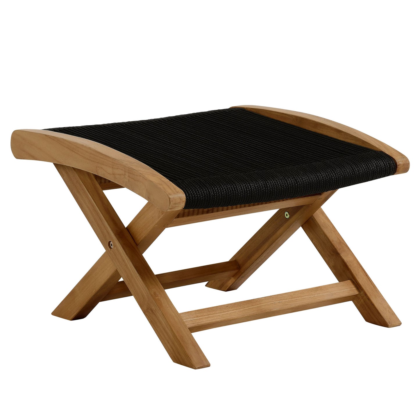 Vienna Outdoor Patio Teak and Rope Folding Ottoman in Natural Black by Modway (6809)