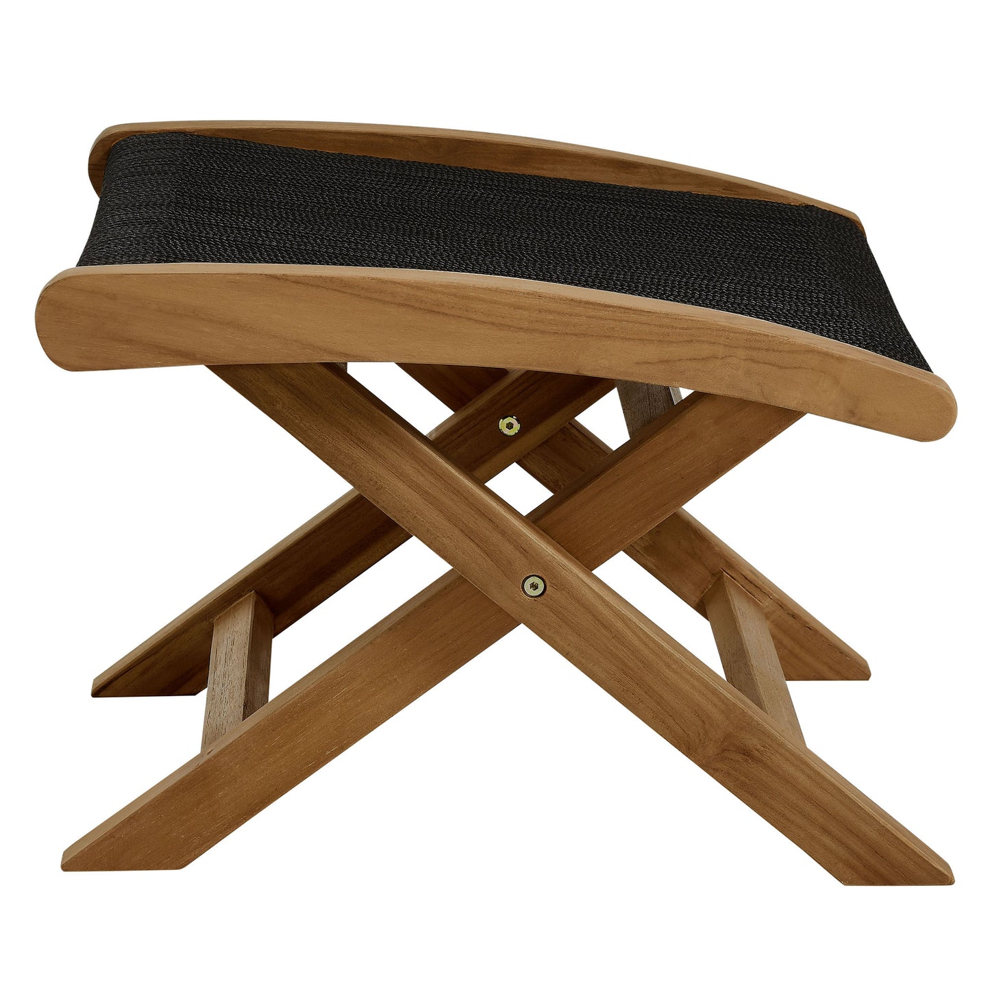 Vienna Outdoor Patio Teak and Rope Folding Ottoman in Natural Black by Modway (6809)