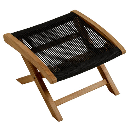 Vienna Outdoor Patio Teak and Rope Folding Ottoman in Natural Black by Modway (6809)