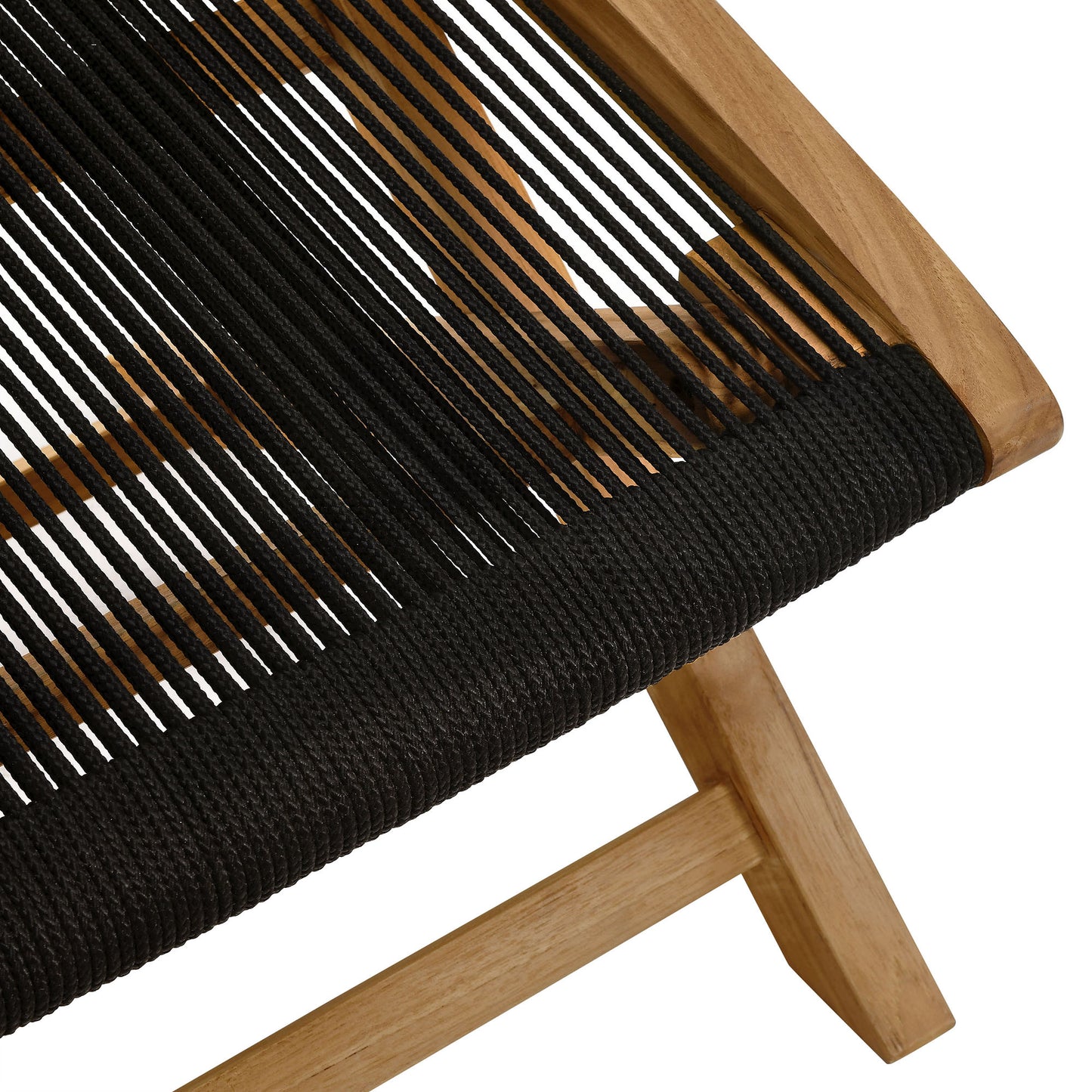 Vienna Outdoor Patio Teak and Rope Folding Ottoman in Natural Black by Modway (6809)
