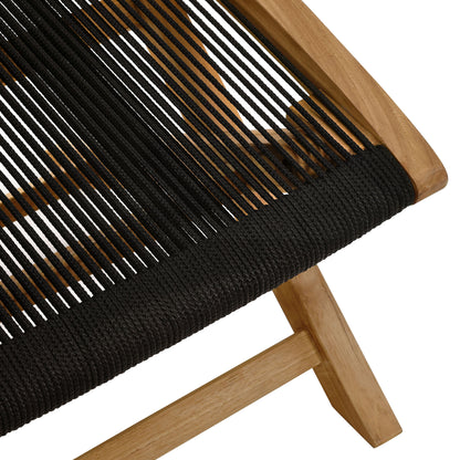Vienna Outdoor Patio Teak and Rope Folding Ottoman in Natural Black by Modway (6809)