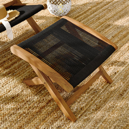 Vienna Outdoor Patio Teak and Rope Folding Ottoman in Natural Black by Modway (6809)