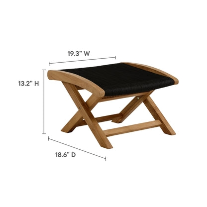 Vienna Outdoor Patio Teak and Rope Folding Ottoman in Natural Black by Modway (6809)