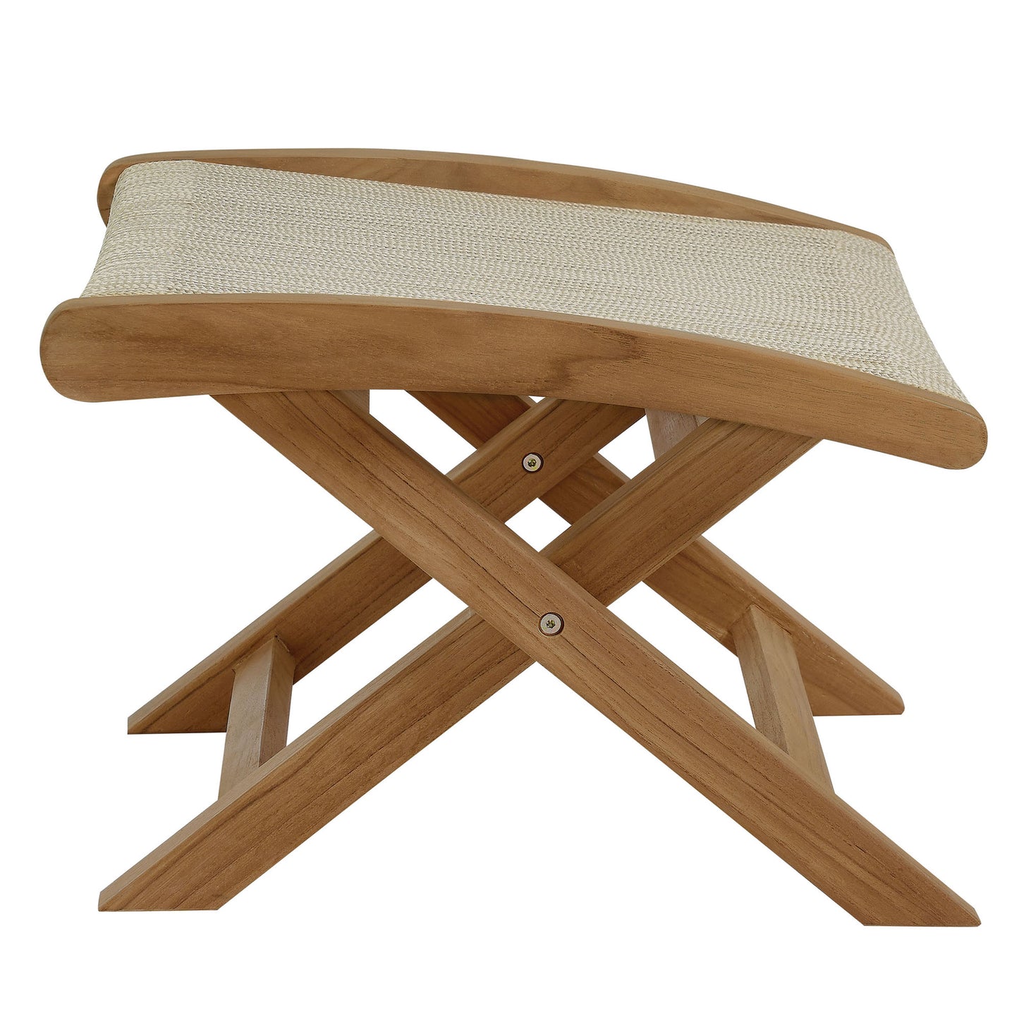 Vienna 2-Piece Outdoor Patio Teak and Rope Folding Accent Lounge Chair and Ottoman Set in Natural by Modway (6938)