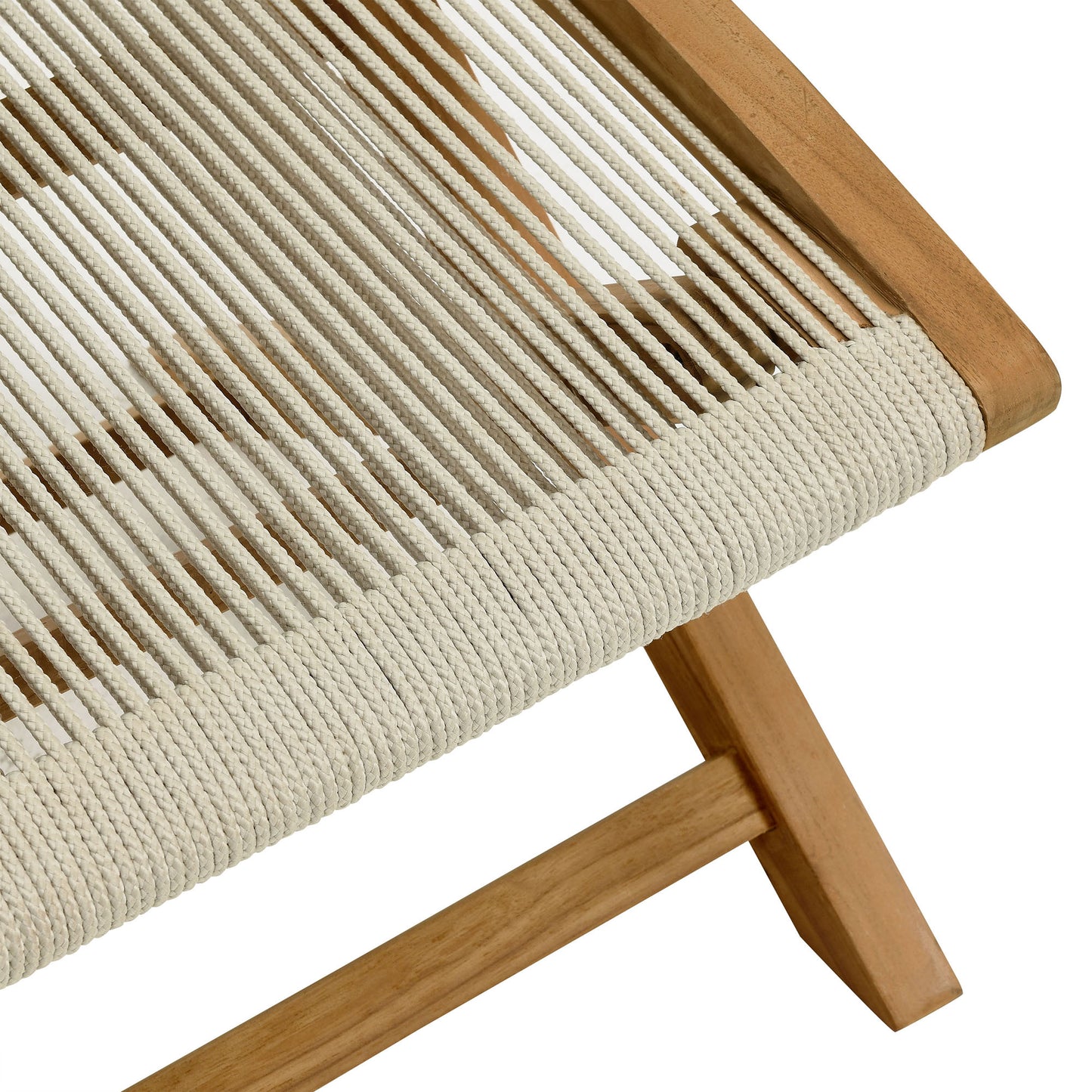 Vienna Outdoor Patio Teak and Rope Folding Ottoman in Natural by Modway (6809)