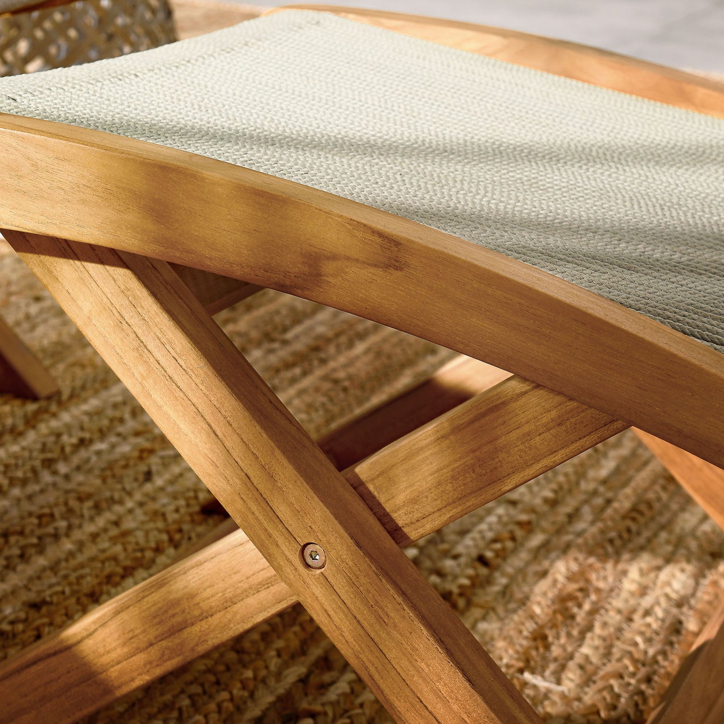 Vienna Outdoor Patio Teak and Rope Folding Ottoman in Natural by Modway (6809)