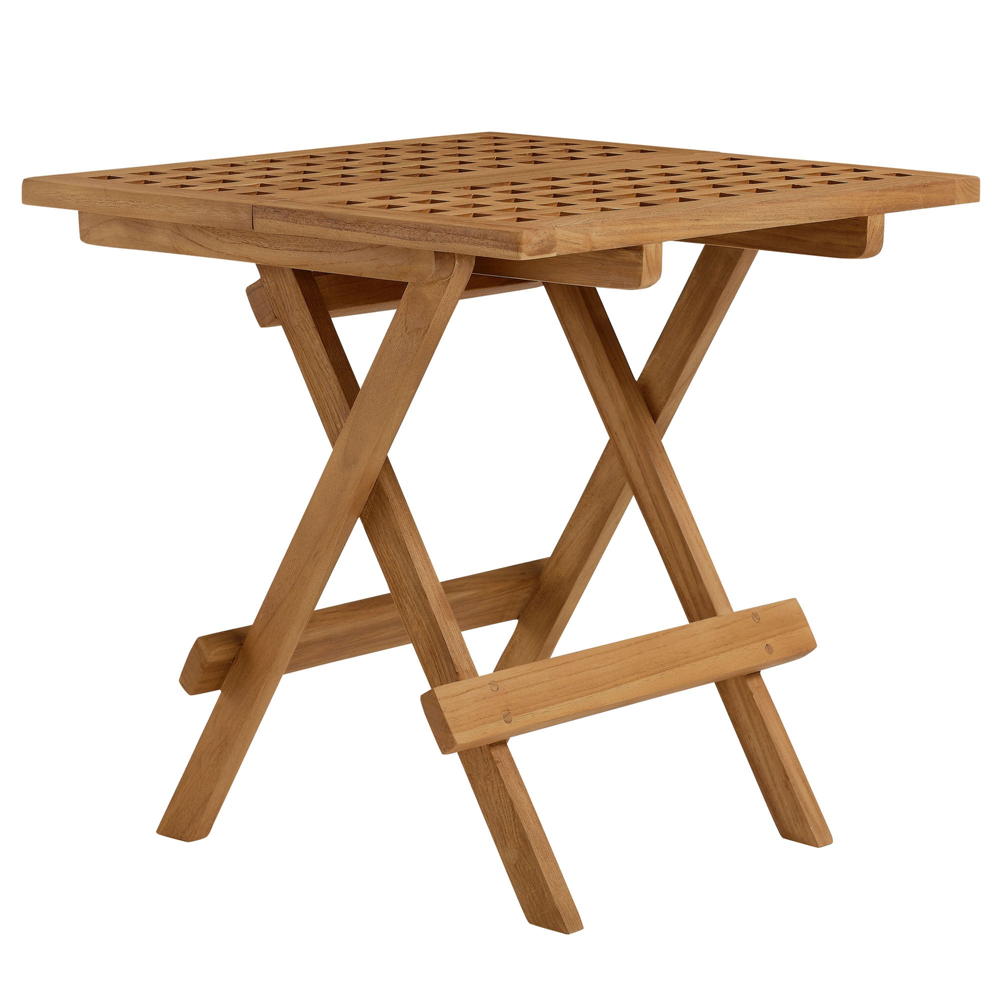 Vienna Outdoor Patio Teak Wood Square Side Table in Natural by Modway ...