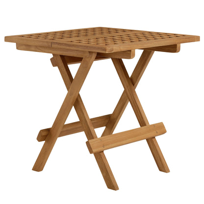 Vienna 3-Piece Outdoor Patio Teak and Rope Folding Lounge Chairs and Side Table in Natural by Modway (6937)