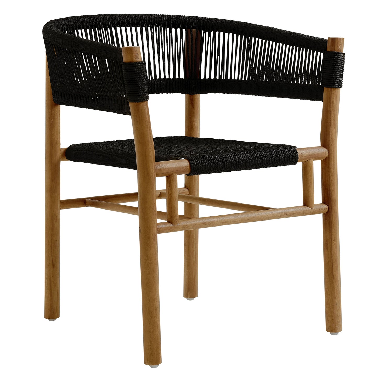 Vienna 7-Piece Outdoor Patio Teak and Rope Dining Set with Curved-Back Armchairs in Natural Black by Modway (6930)